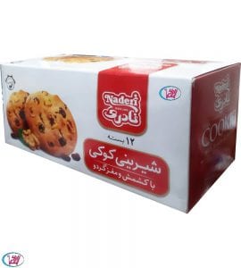 شیرینی کوکی با کشمش و مغز گردو نادری/بسته 12 عددی